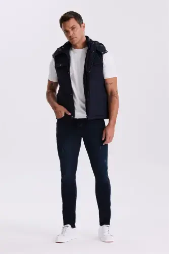 Dark Blue Comfort Fit Safari Vest With Pockets - JAKAMEN (1)