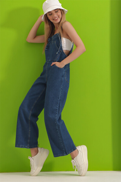 Dark blue denim overalls with kangaroo pocket ALC-X9072 - 2