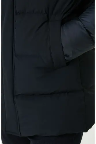 Lacivert Kapüşonlu Puffer Casual Kaban - Lacivert - 8