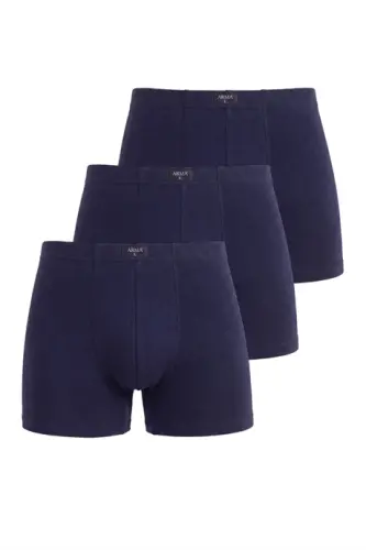 Dark Blue Men's Boxer Solid 3-Pack Cotton Lycra - 1