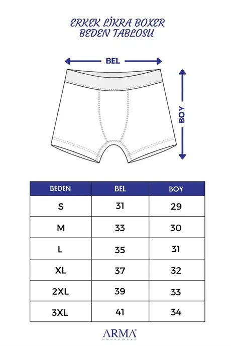 Dark Blue Men's Boxer Solid 3-Pack Cotton Lycra - 5