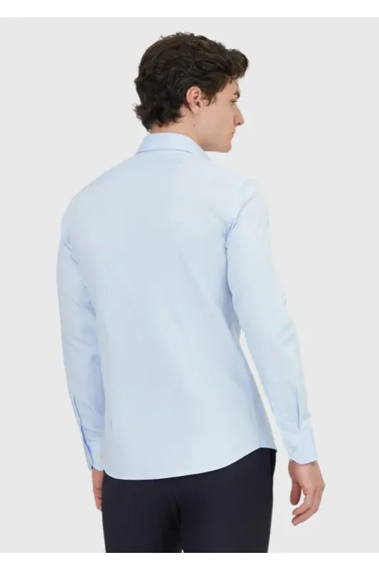 Dark Blue Plain Slim Fit Woven Classic 100% Cotton Shirt - 5