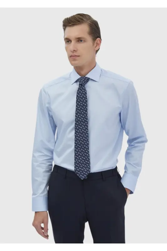 Dark Blue Solid Regular Fit Woven Classic 100% Cotton Shirt - RAMSEY