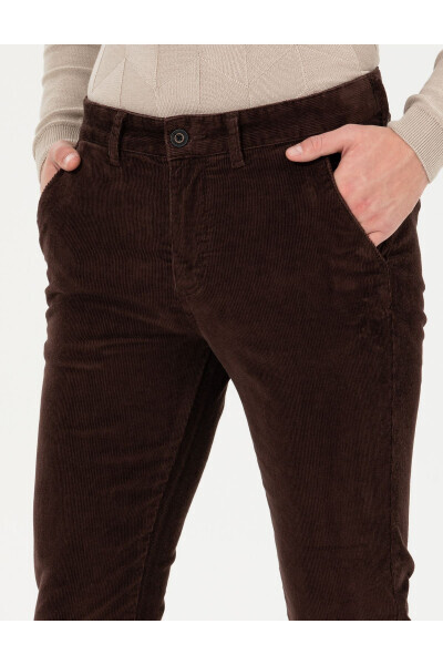 Dark brown slim fit canvas trousers - 5