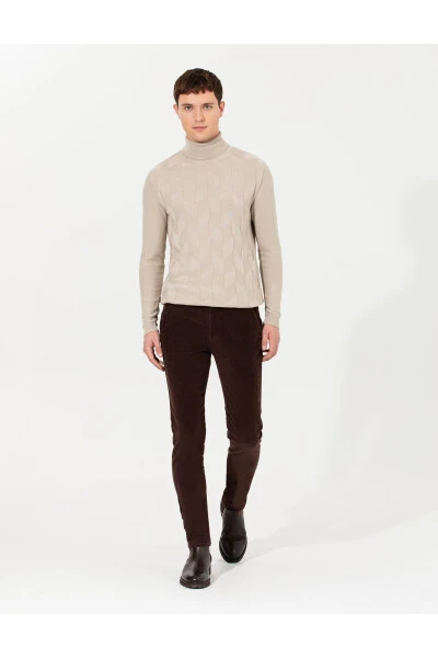 Dark brown slim fit canvas trousers - 10