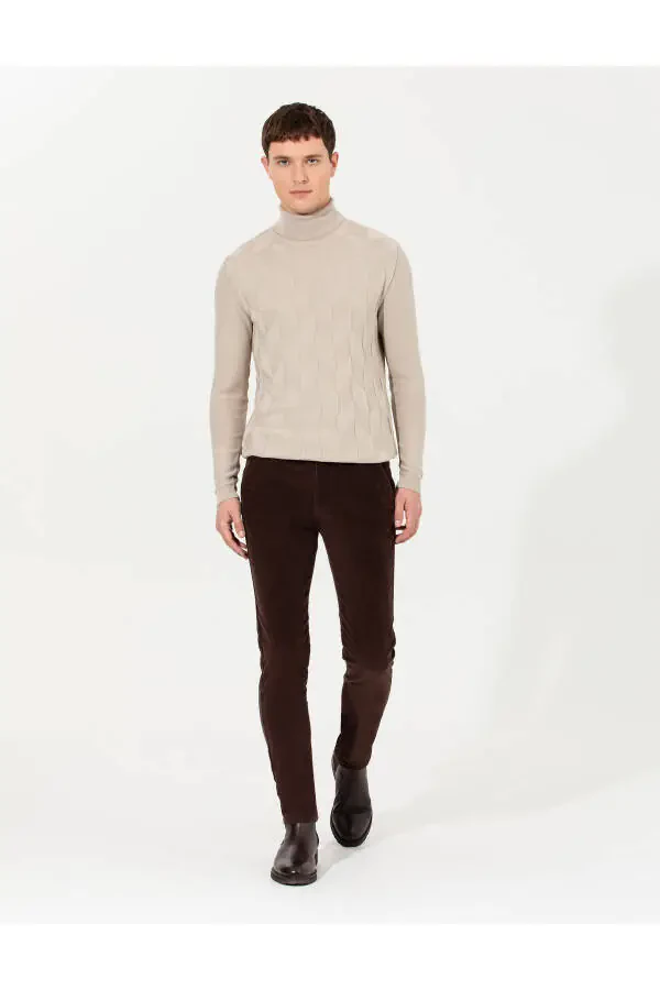 Dark brown slim fit canvas trousers - 10