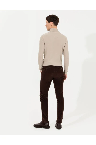 Dark brown slim fit canvas trousers - 11