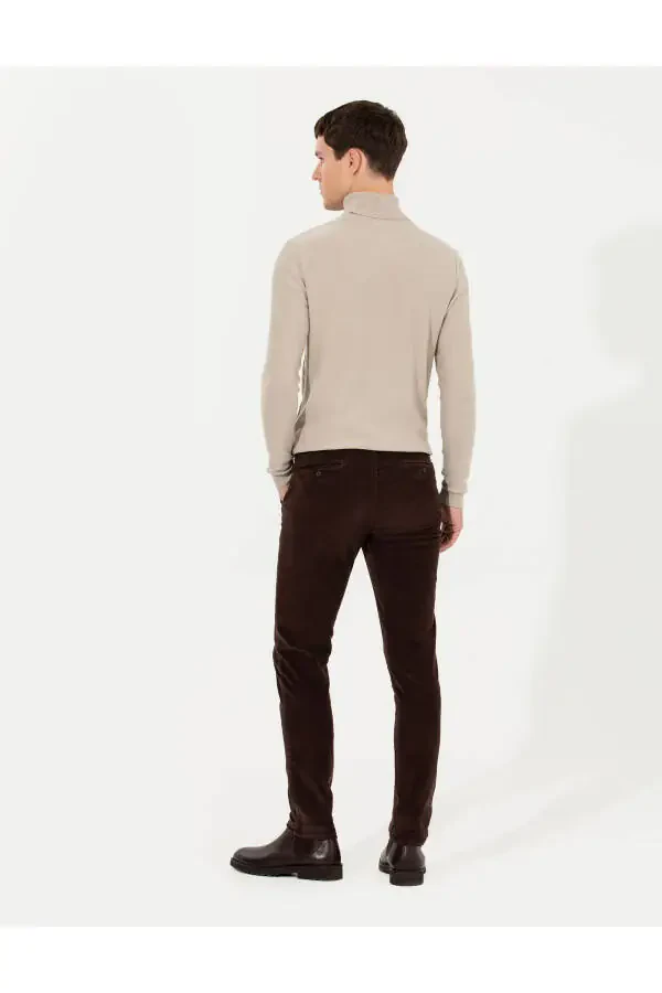 Dark brown slim fit canvas trousers - 11