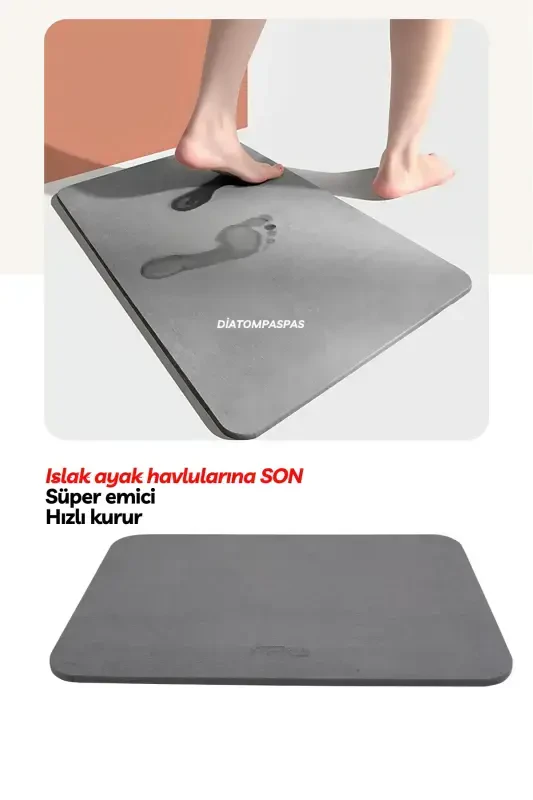 Dark Gray Diatom Super Absorbent Magic Hygienic Mat Diatomite Mat Diatom Bathroom Mat Ablution - 1