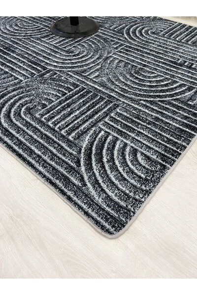 Dark Gray Embossed Look Latex Leather Base Rug - 2