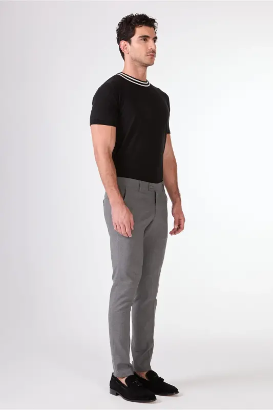 Dark Gray Mens Extra Slim Fit Melange Pattern Classic Pants - 2