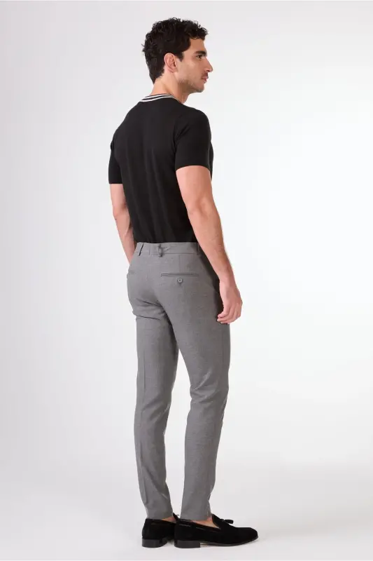 Dark Gray Mens Extra Slim Fit Melange Pattern Classic Pants - 3