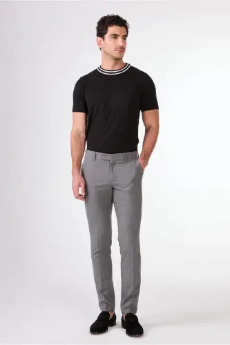 Dark Gray Mens Extra Slim Fit Melange Pattern Classic Pants - 4