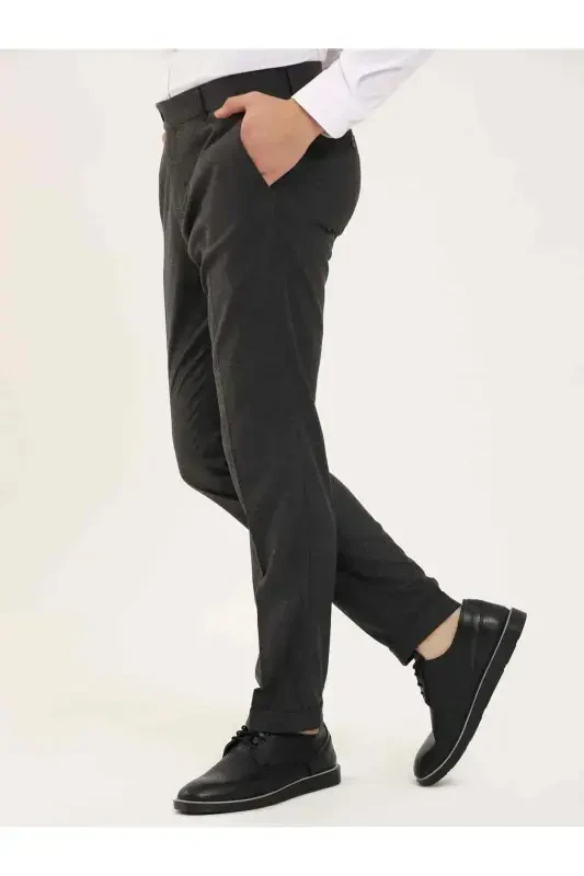 Dark Gray Men's Regular Fit Plain Classic Trousers - 97753-K.GRİ - 3