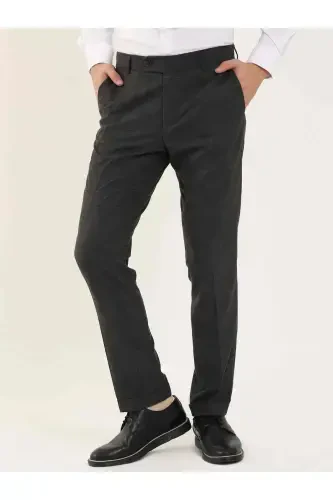 Dark Gray Men's Regular Fit Plain Classic Trousers - 97753-K.GRİ - 4