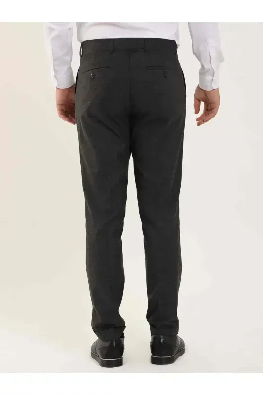 Dark Gray Men's Regular Fit Plain Classic Trousers - 97753-K.GRİ - 5
