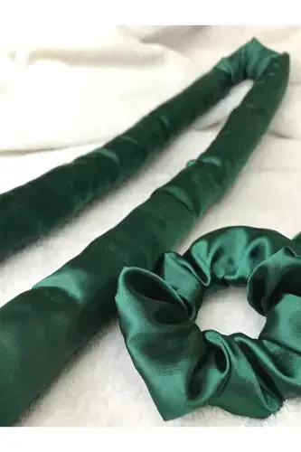 Dark Green No Heat Hair Styling Set Satin Hair Sausage Hair Curler Set Hair Styler-Dark Green - 1