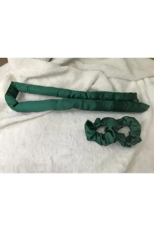 Dark Green No Heat Hair Styling Set Satin Hair Sausage Hair Curler Set Hair Styler-Dark Green - 3