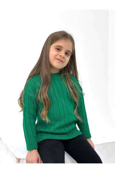 Dark Green Plain Knit Thick Ribbed Baby/Child Knit Sweater (Please Specify Full Age) - 2