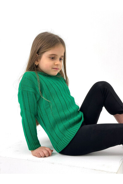 Dark Green Plain Knit Thick Ribbed Baby/Child Knit Sweater (Please Specify Full Age) - 3