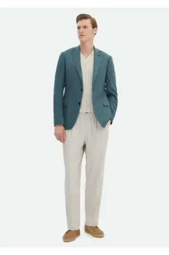 Dark Green Solid Regular Fit Wool Blend Jacket - RAMSEY (1)