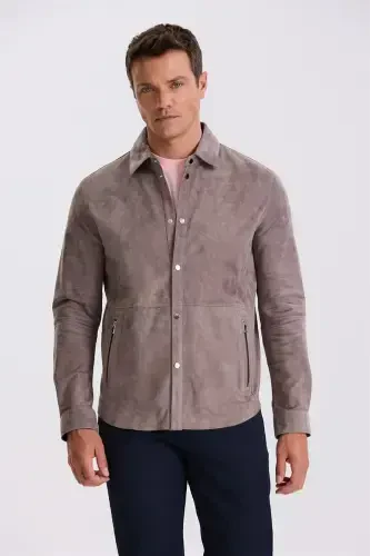 Dark Grey Comfort Fit Shirt Collar Buttoned Jacket - Modazone (1)