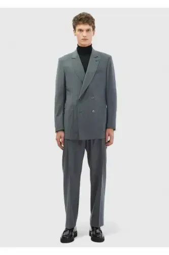 Dark Grey Striped Comfort Fit %100 Wool Suit - RAMSEY (1)