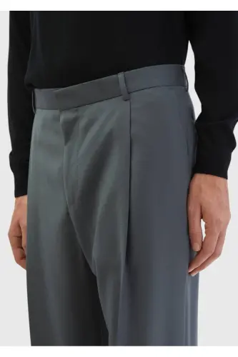 Dark Grey Striped Comfort Fit %100 Wool Suit - 6