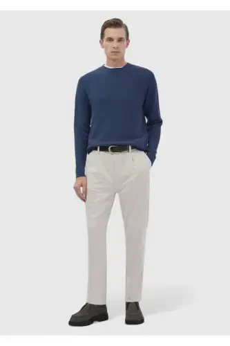 Dark Indigo Crew Neck Jacquard Wool Blend Knitwear - RAMSEY (1)