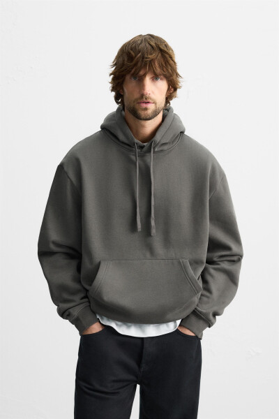 Dark khaki hooded sweatshirt - 5