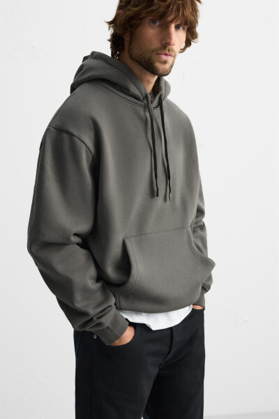 Dark khaki hooded sweatshirt - 8