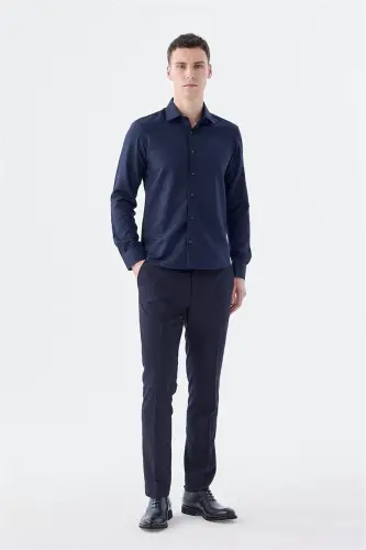 Dark Navy-2 Comfort Fit Cotton Easy-Iron Shirt 