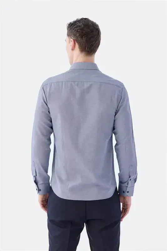 Dark Navy Comfort Fit Cotton Easy Iron Shirt - 4