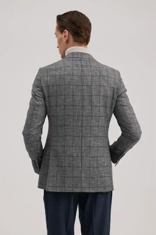 Dark Navy Slim Fit Double Breasted Suit - 5