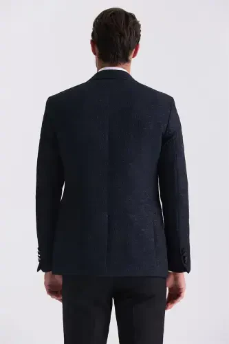 Dark Navy Slim Fit Peaked Lapel Waistcoat Tuxedo Suit - 4