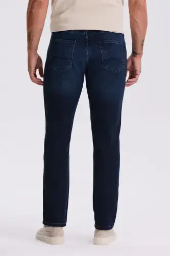 Dark Navy Slim Fit Wash Narrow Cut Cotton Jean Denim Pants - 4