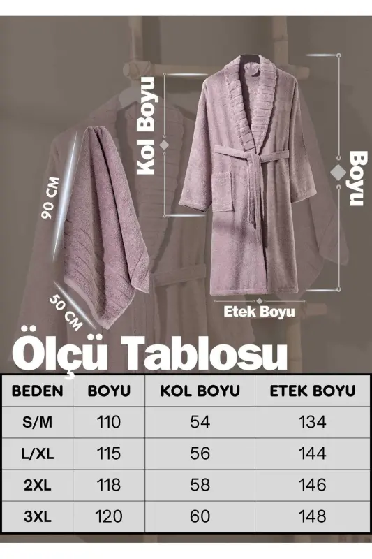 Dark Plum Carla Bathrobe with Towel - Dark Plum - 3