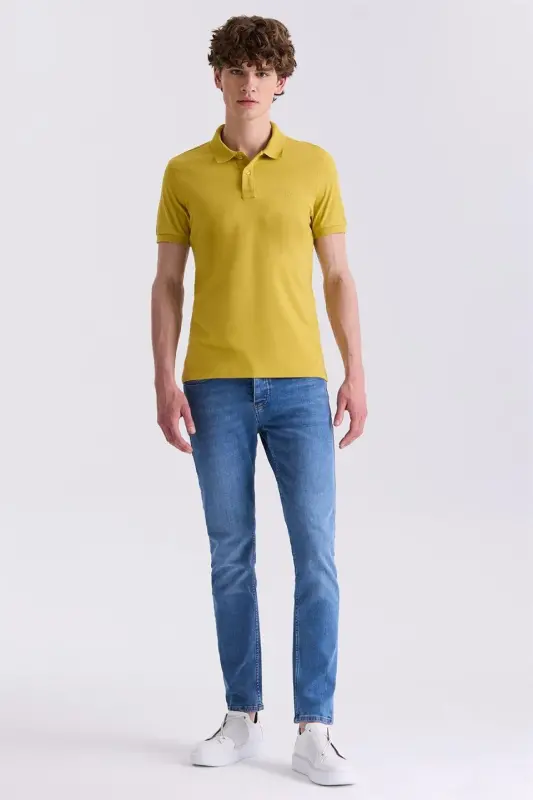 Dark Yellow Slim Fit Polo Neck T-Shirt - 2