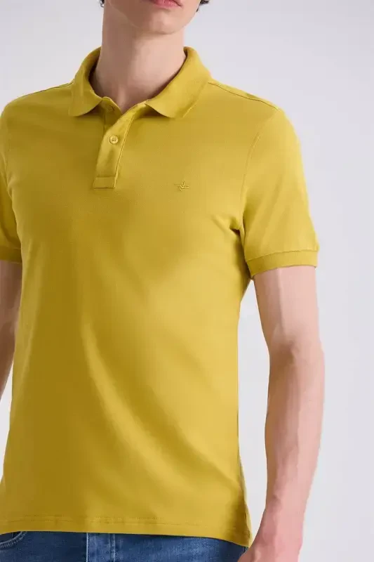 Dark Yellow Slim Fit Polo Neck T-Shirt - 3