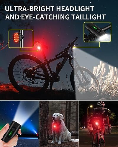 DARKBEAM Bike Headlight Rechargeable USB-C, Bicycle Lights 4000LM Ultra Bright, Mountain Bike Light Set for Night Riding, 6+5 Mode Waterproof Front Bike Light & Rear Light for Road, Cycling - 6