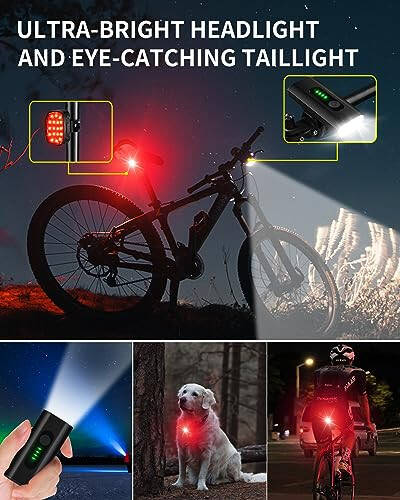 DARKBEAM Bike Headlight Rechargeable USB-C, Bicycle Lights 4000LM Ultra Bright, Mountain Bike Light Set for Night Riding, 6+5 Mode Waterproof Front Bike Light & Rear Light for Road, Cycling - 6