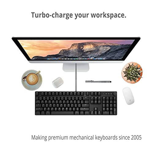 Das Keyboard MacTigr Kablolu Mekanik Klavye Mac için - Cherry MX Kırmızı Anahtarlar & PBT Tuş Kapakları Kusursuz Yazım Deneyimi İçin - Şık Düşük Profil - %100 Metal - 2 Port USB C Hub - Ses Düzeyi Düğmesi, NKRO - 4