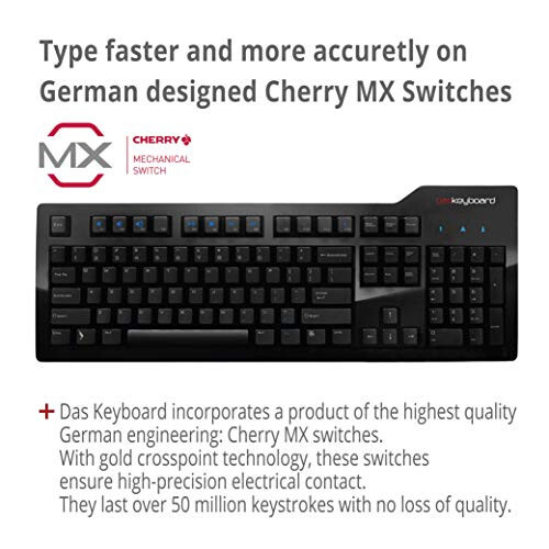 Das Keyboard Model S Kablolu Mekanik Klavye, Cherry MX Blue Mekanik Anahtarlar, 2 Portlu USB Hub, Lazer Kazınmış Tuş Kapakları (104 Tuş, Siyah) - 3