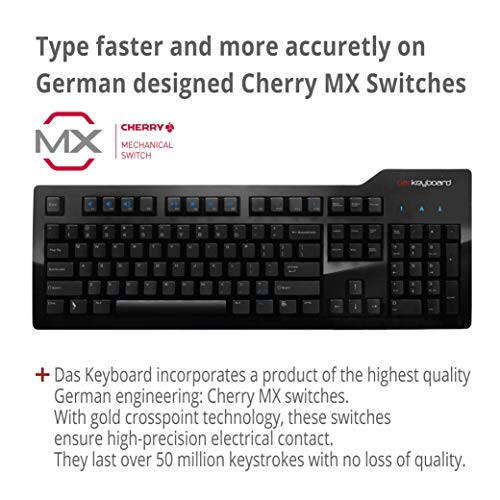 Das Keyboard Model S Simli Mexanik Klaviatura, Cherry MX Blue Mexanik Kalitlar, 2 Portli USB Hub, Lazer O'yilgan Kalit Qopqoqlari (104 Kalit, Qora) - 3