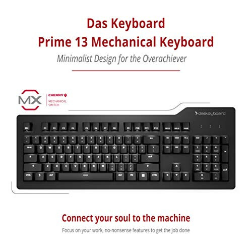 Das Keyboard Prime 13 Arkalıklı Kablolu Mekanik Klavye, Cherry MX Brown Mekanik Anahtarlar, Temiz Beyaz LED Arkalıklı Tuşlar, USB Geçişi, Alüminyum Üst Panel (104 Tuş, Siyah) - 2