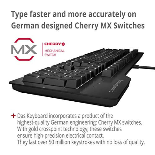 Das Keyboard Prime 13 Backlit Wired Mechanical Keyboard, Cherry MX Brown Mechanical Switches, Clean White LED Backlit Keys, USB Pass-Through, Aluminum Top Panel (104 Keys, Black) - 4