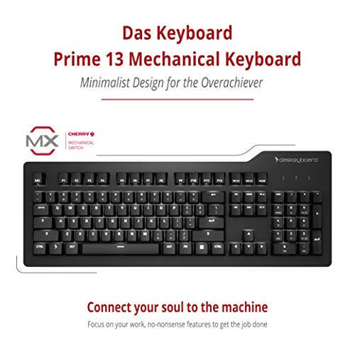 Das Keyboard Prime 13 Orqa Yori Yoritiladigan Simli Mexanik Klaviatura, Cherry MX Brown Mexanik Kalitlar, Toza Oq LED Orqa Yoritilgan Tugmalar, USB O'tish, Alyuminiy Yuqori Panel (104 Tugma, Qora) - 2