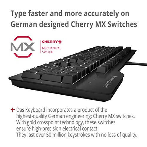 Das Keyboard Prime 13 Orqa Yori Yoritiladigan Simli Mexanik Klaviatura, Cherry MX Brown Mexanik Kalitlar, Toza Oq LED Orqa Yoritilgan Tugmalar, USB O'tish, Alyuminiy Yuqori Panel (104 Tugma, Qora) - 4