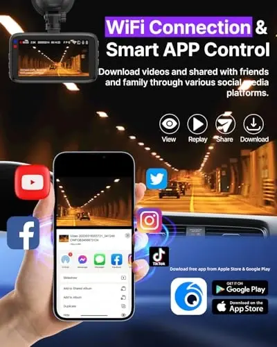 Dash Cam Front and Rear, 2.5K Dual Dash Camera W/ 64GB Card,3