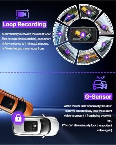 Dash Cam Front and Rear, 2.5K Dual Dash Camera W/ 64GB Card,3